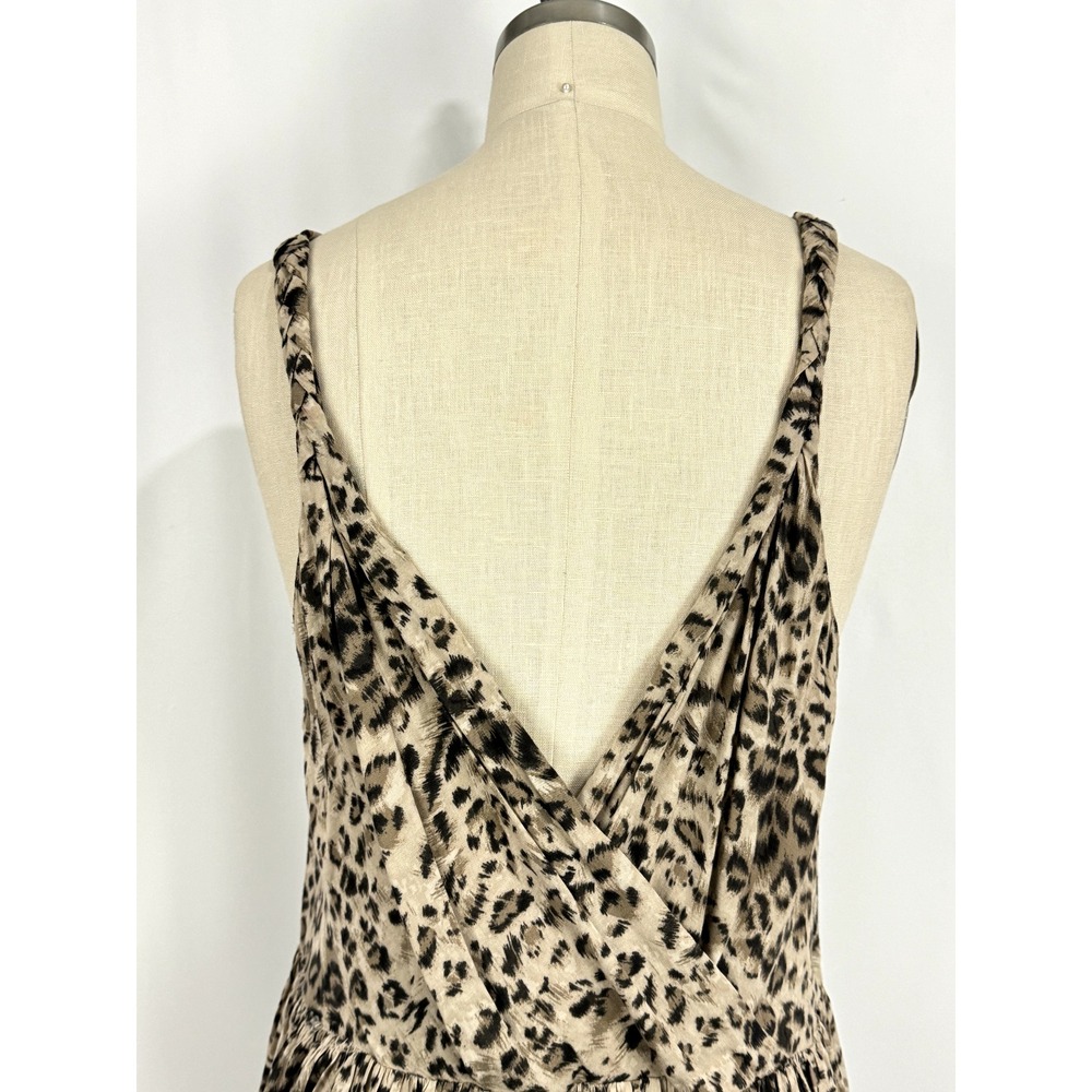 Rebecca Taylor Dress Animal Print Summer V Neck Pockets Rayon Relaxed Midi Sz 10 - Picture 5 of 12